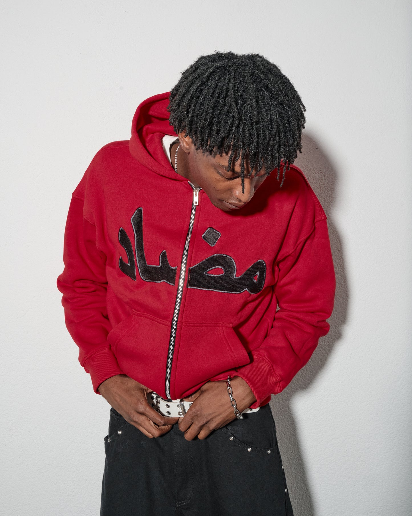 RED "ARABIC" ZIP UP